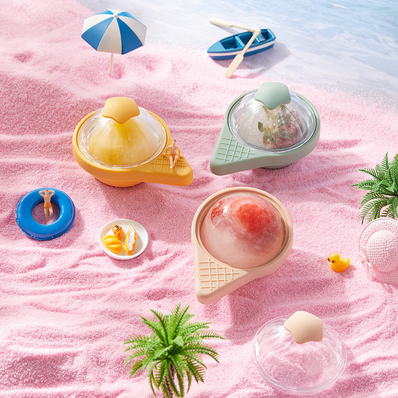 Dụng cụ mài mòn lưới đá quả bóng tròn lớn Whisky lớn Quả bóng đá lớn sáng tạo Silicone đá lưới làm đá viên Khuôn đá đông lạnh nhanh