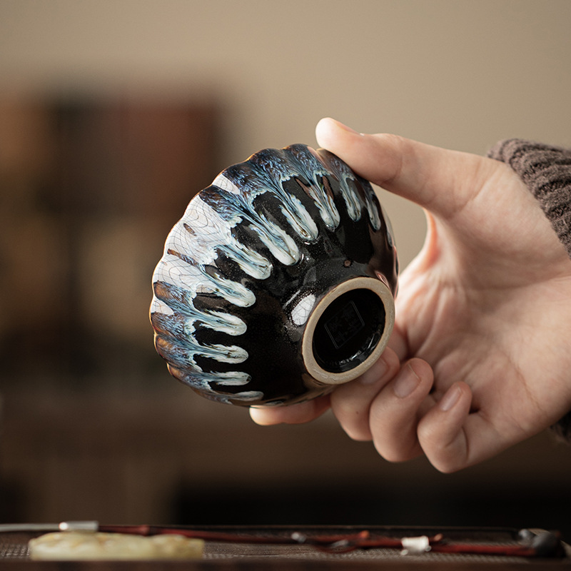 Cốc hoa cúc đổi lò sáng tạo, cốc chủ gốm, cốc uống trà, đồ trang trí bằng bạc, cốc trà, bộ trà Kung Fu, cốc đơn, hộp quà