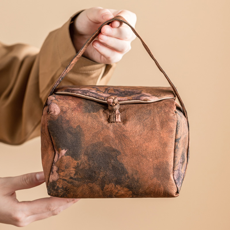 Túi lưu trữ sợi Xiangyun túi xách tay quốc gia túi trà một ấm hai cốc túi lưu trữ túi vải xách tay ngoài trời cỡ lớn