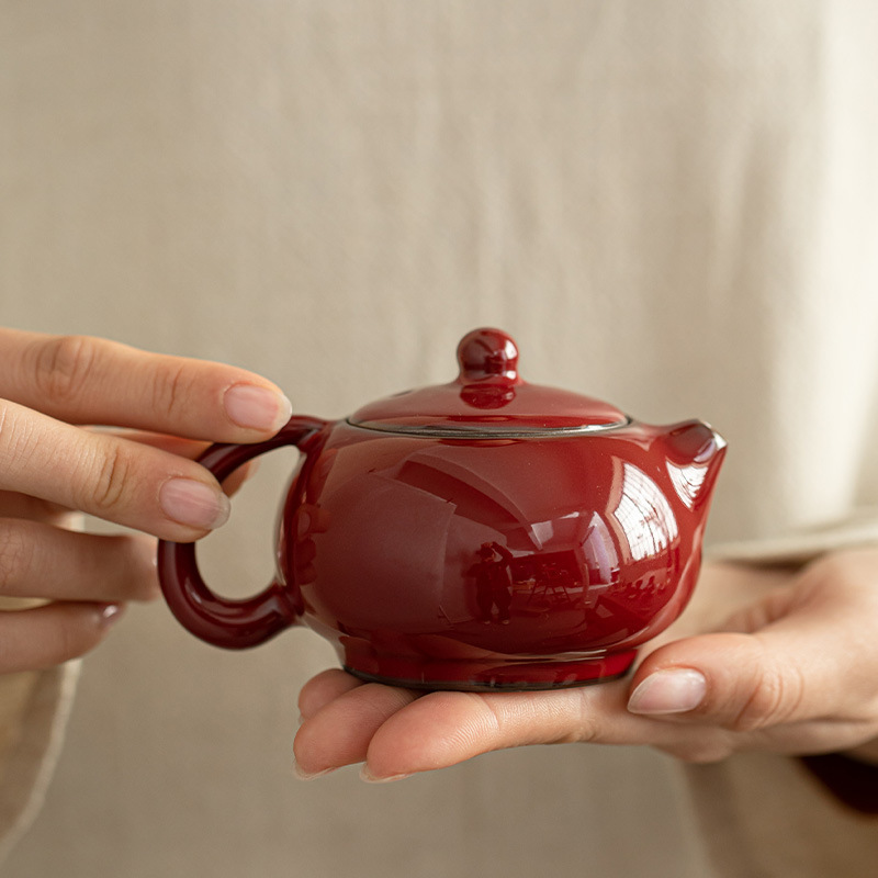 Phong cách quốc gia xuyên biên giới Tử Cấm Thành Honglang Hồng Ấm trà bằng sắt thủ công Bộ ấm trà gốm sứ Ấm trà nghẹt thở Quà lưu niệm lễ hội