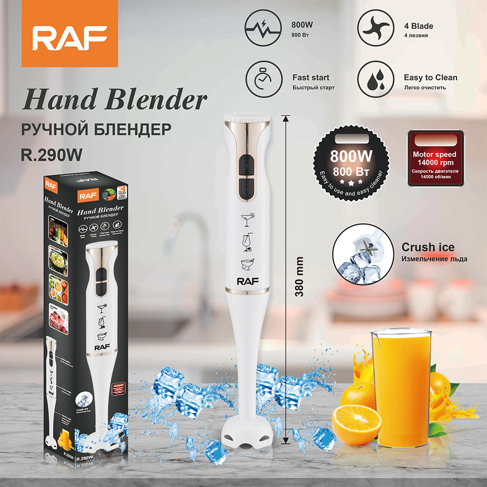 Máy xay thực phẩm gia dụng cầm tay xuyên biên giới tiêu chuẩn Châu Âu RAF Máy xay thanh nấu ăn bằng thép không gỉ cầm tay điện 290