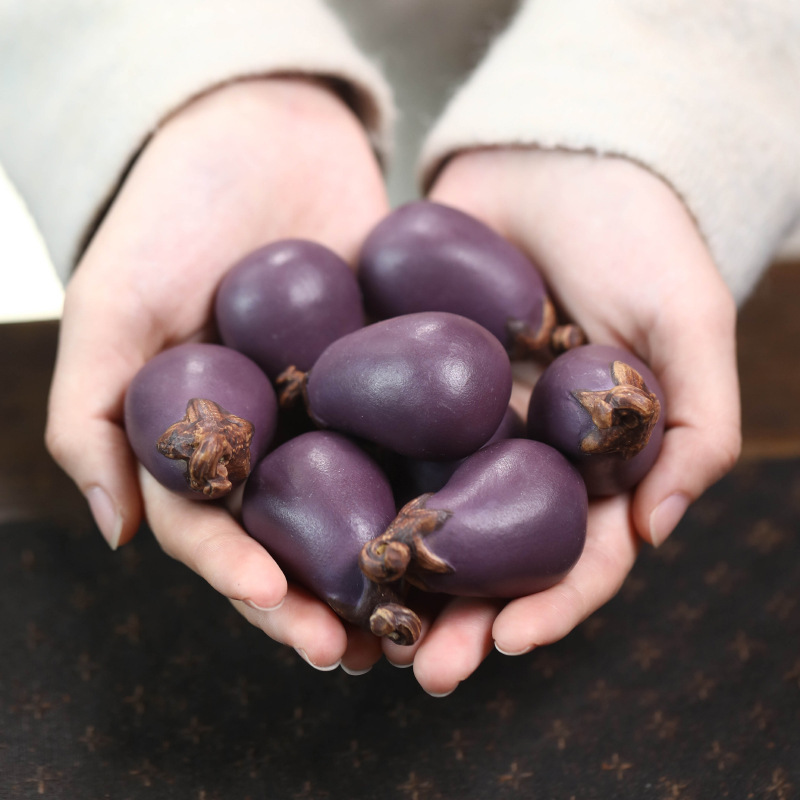 Yixing Zisha cà tím trà vật nuôi làm bằng tay thực vật sinh học rau quả trái cây màu tím Qi Donglai trà đồ trang trí tác phẩm điêu khắc bán buôn