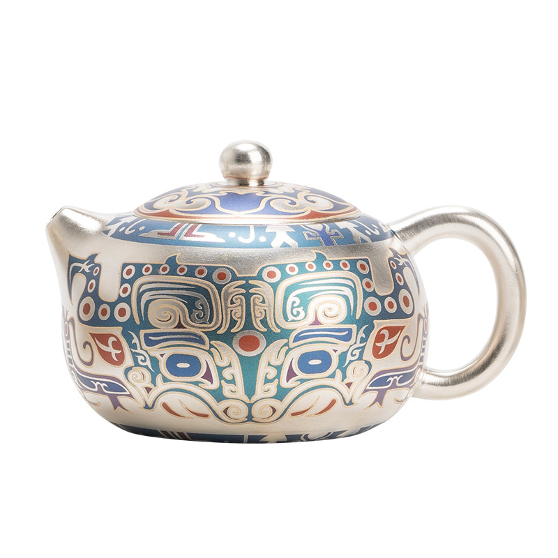 Bộ ấm trà bạc 999, hộp quà tặng cho người lớn tuổi, quà tặng doanh nghiệp cao cấp, ấm trà Kung Fu, tách trà, quà lưu niệm