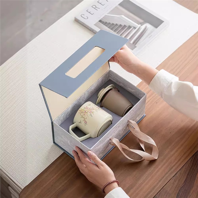 Cốc pha trà lọc gốm sứ Ru Kiln Cốc pha trà tách trà có nắp làm quà lưu niệm doanh nghiệp