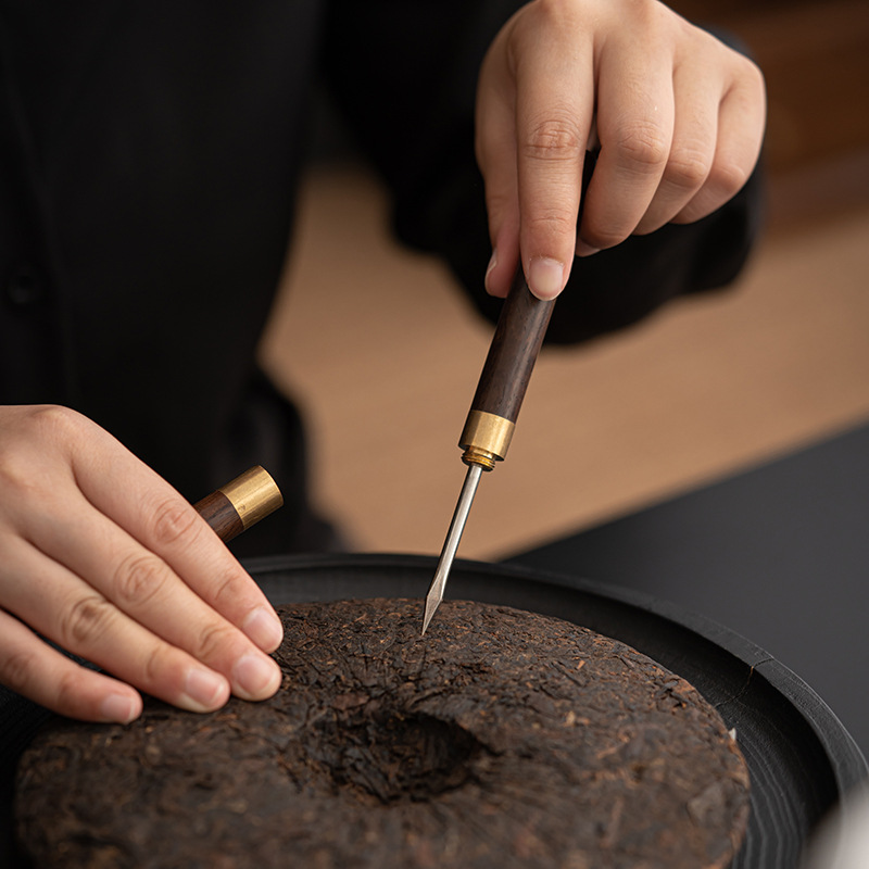 Bộ sáu quý ông trà đạo hoa Băng xám phụ kiện Bộ trà Kungfu dao trà gỗ Đàn hương đen kẹp trà ống trà hoa anh đào gốm sứ