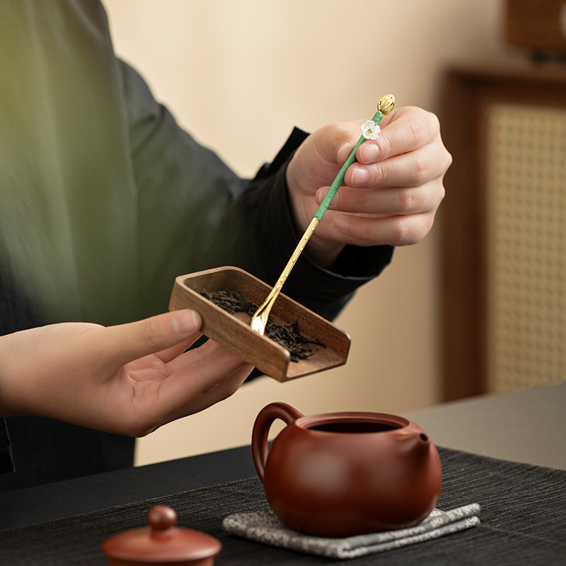 Dụng cụ pha trà bằng hợp kim cổ điển, dụng cụ pha trà dệt tay kiểu Trung Quốc, dụng cụ pha trà gia dụng, dụng cụ pha trà, thìa cà phê, sen trà