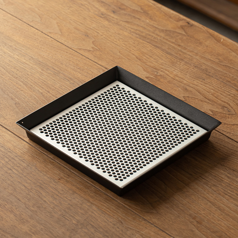 Chậu vuông sắt rèn có khay trà khô, khay đựng nước và lọc trà, khay trà nhỏ kiểu Trung Quốc mới bằng nhôm