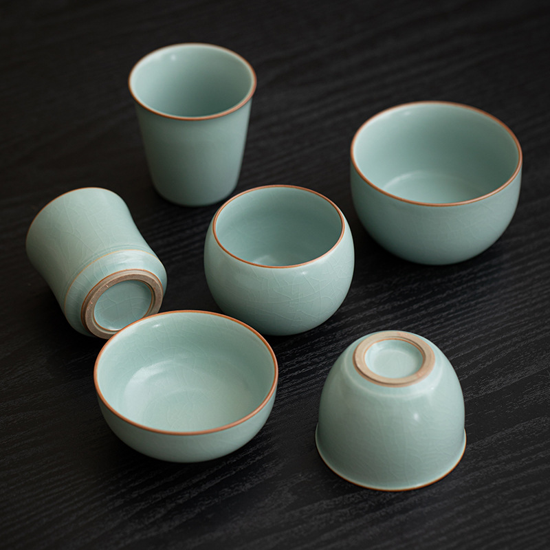 Cốc trà gốm sứ Trung Quốc Ruyao Tianqing cốc trà ngon cốc chủ nhân cốc trà Kung Fu dụng cụ trà có thể nâng cốc đơn tách trà cốc trà