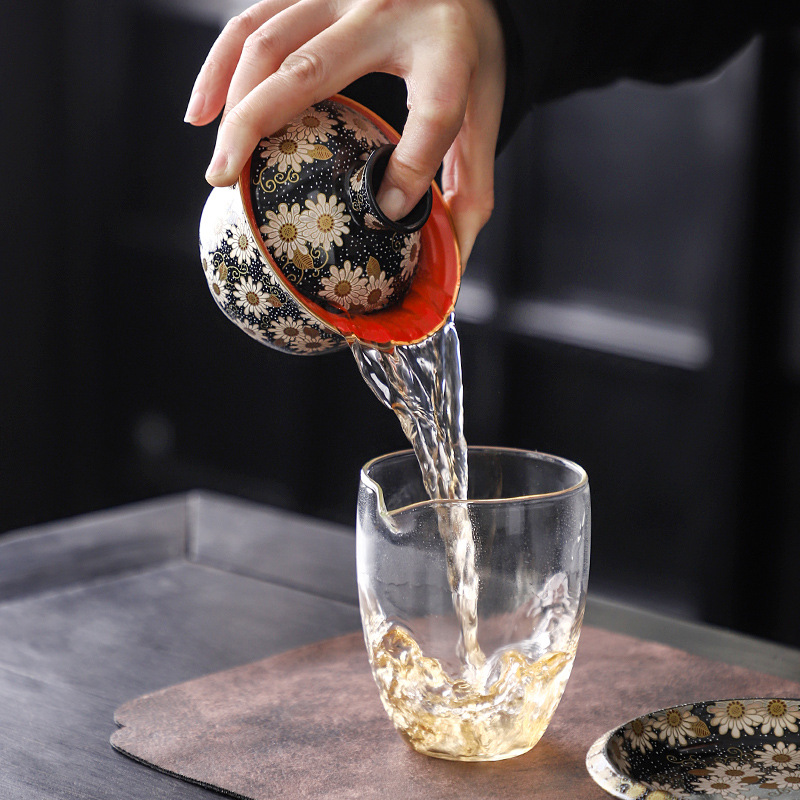 Bộ dụng cụ trà cao cấp ba nắp Jingdezhen Bộ tách trà gốm sứ tách trà bát pha trà có nắp bán buôn tinh tế