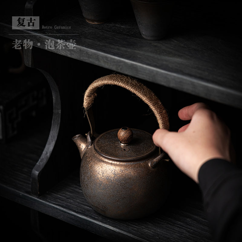 Ấm trà chùm cổ điển kiểu Trung Quốc ấm trà gốm sứ dung tích lớn có lọc dụng cụ pha trà Kung Fu ấm trà một ấm mạ vàng bán buôn