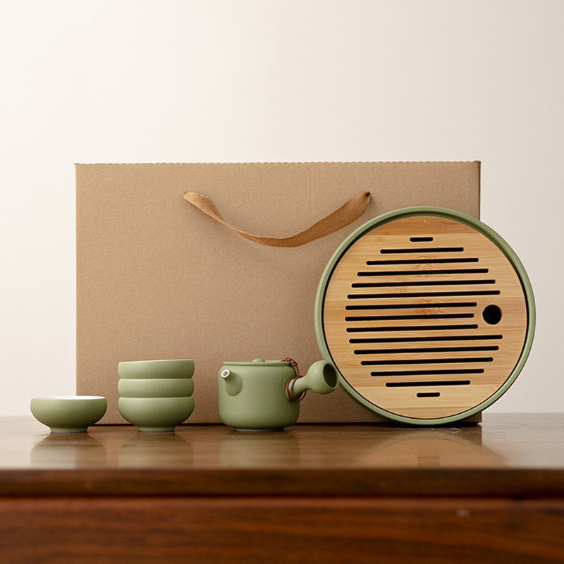 Bộ dụng cụ trà Kung Fu trọn bộ gia dụng khay trà pha khô gốm sứ đơn giản phòng khách hộp quà nhỏ hiện đại sang trọng