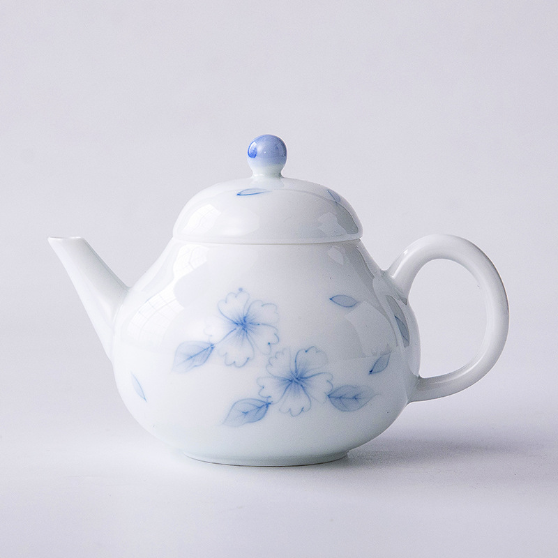 Bộ trà gốm sứ vẽ tay tráng men màu ấm pha trà bộ lọc đồ nhỏ ấm trà Kung Fu bộ ấm trà đơn giản gia dụng