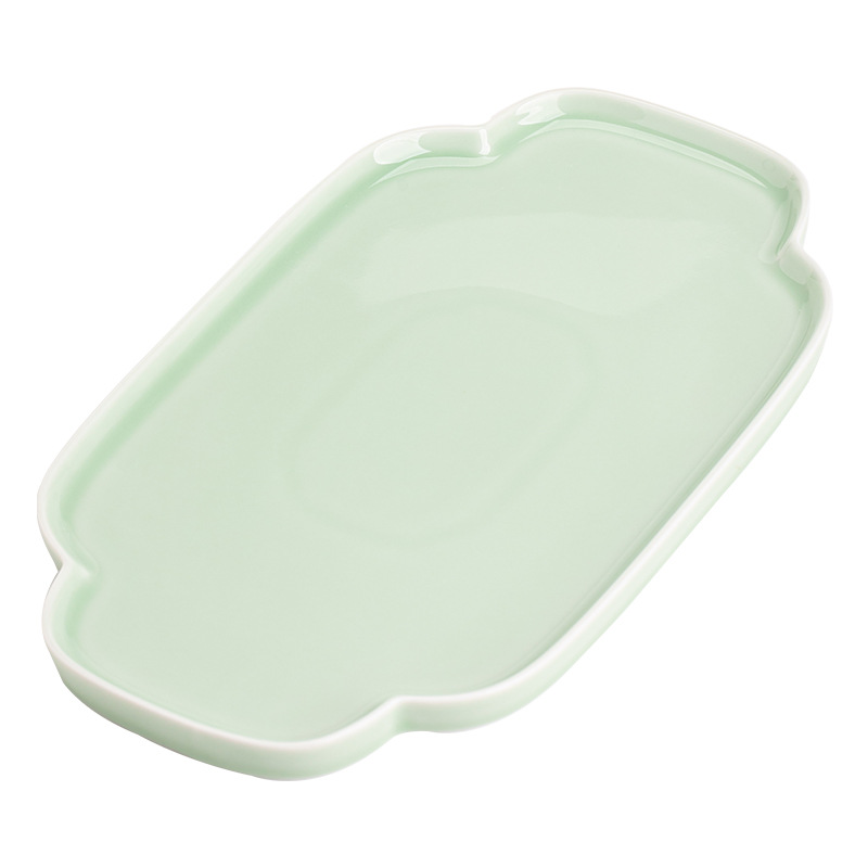 Đĩa giải khát Ruyi Đĩa trái cây gốm sứ kiểu Trung Quốc Phụ kiện bộ trà Kung Fu gia dụng Đĩa trái cây khô Đĩa bánh ngọt Đĩa bong bóng khô