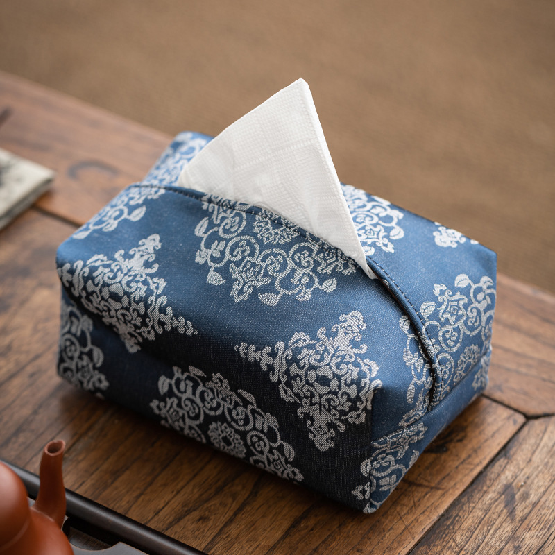 Hộp đựng khăn giấy nghệ thuật vải kiểu Trung Quốc mới phòng khách sáng tạo hộp rút giấy sang trọng Túi đựng khăn giấy phòng ngủ gia dụng