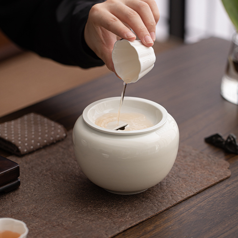 Cỏ cây xám xa núi Jianshui gia dụng cổ điển có nắp rửa trà gốm sứ rửa cặn thùng nước phụ kiện bộ trà kungfu