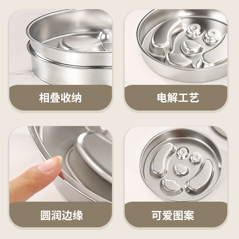 Lê đang xuyên biên giới đặc biệt cung cấp bát chó chống trượt inox 201 bát mèo chống lật dày dặn lòng chó dung tích lớn bát đựng thức ăn cho thú cưng