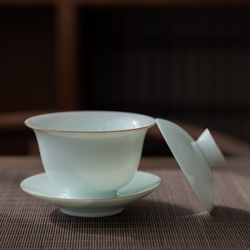 Jingdezhen Yingqing Sancai Bát trà Cốc trà Bộ trà Kung Fu gia dụng đơn chống bỏng Lốp mỏng Cốc pha trà Bán buôn