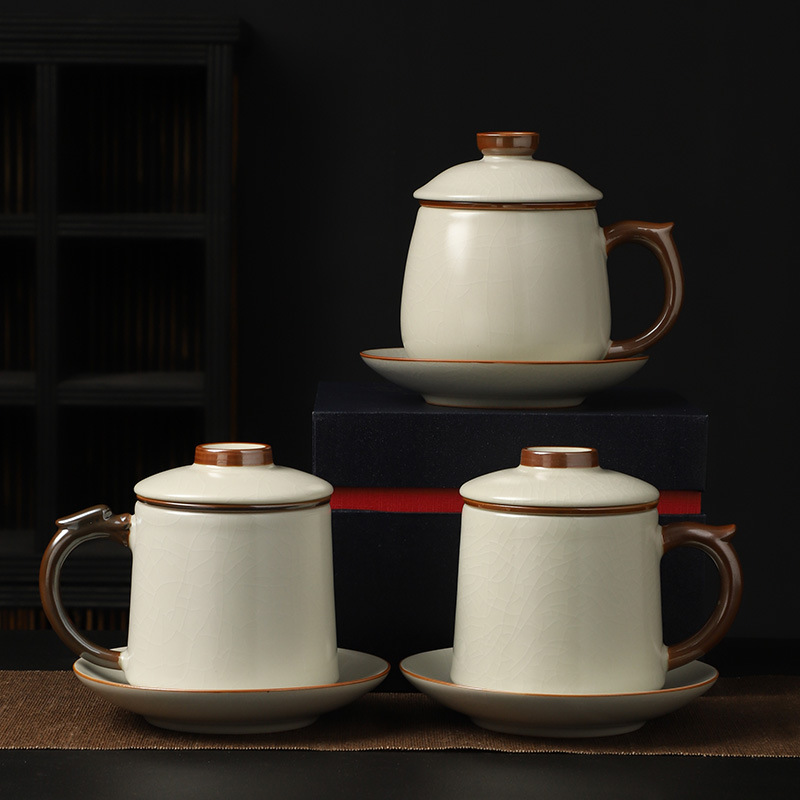 Cốc trà cao cấp Huangru Kiln Cốc văn phòng tách trà nước Cốc Lọc gốm chuyên dụng cá nhân cho nam Cốc lớn