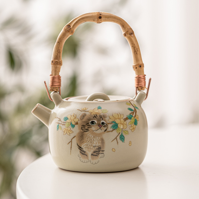Ấm trà nhỏ mèo dễ thương ấm trà ấm trà gia dụng ấm gốm sứ đáng yêu ấm đơn dung tích lớn
