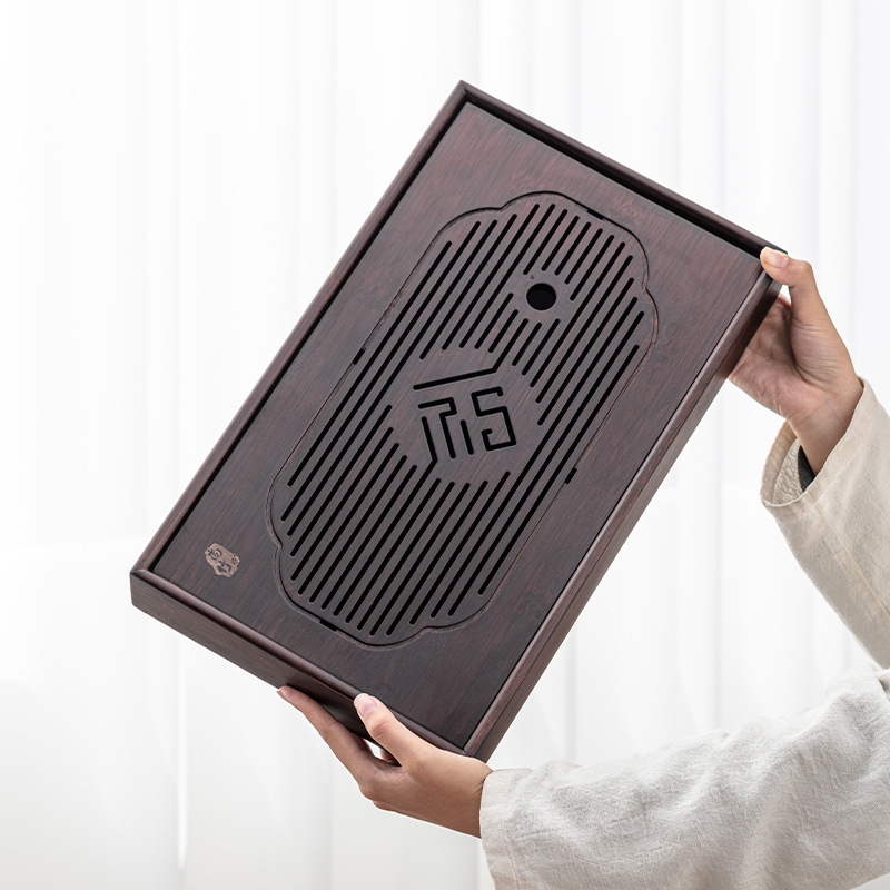 Bộ trà nhỏ văn phòng gia dụng bằng tre sang trọng, khay trà, Bộ trà kiểu trữ nước, khay trà Biển Trà Kiểu Nhật