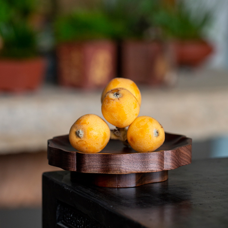 Ấm cao chân Gỗ Óc Chó đựng bát có nắp gia dụng Khay đựng ấm trà khay đựng đồ uống trà Kung Fu kiểu Trung Quốc phụ kiện bàn pha khô