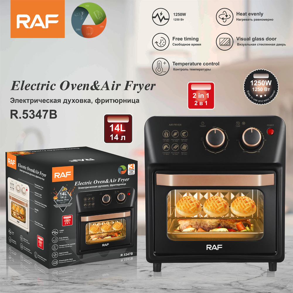Lò nướng điện RAF tiêu chuẩn Châu Âu 12L đa chức năng, máy chiên không dầu gia đình, lò nướng thông minh tự động hoàn toàn với tính năng quan sát quá trình nướng