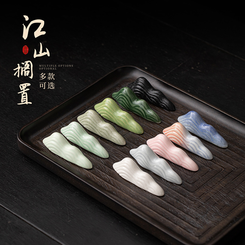 Giang Sơn gốm hình núi hồ đá bút trà giữ kim trà thìa đựng Trung Quốc giữ bàn chải trà phụ kiện