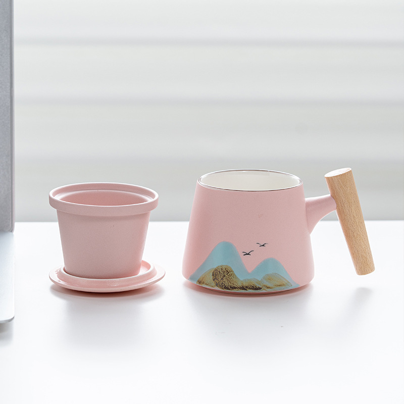 Qianli Jiangshan gốm cốc trà gốm thô Yuanshan tách trà cốc văn phòng cốc hộp quà có sẵn