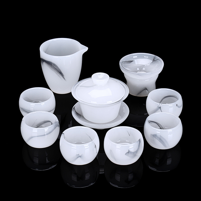 Bộ ấm trà tráng men, cốc trà Kung Fu sang trọng nhẹ, bát nắp gia dụng, bộ trà cao cấp cao cấp, hộp quà tặng