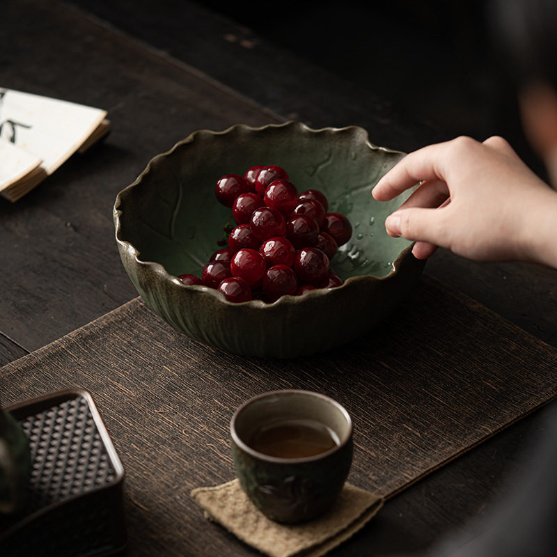 Lò nung kiểu Nhật, rửa trà Qingye, gốm thô kiểu Nhật, gốm sứ làm bằng tay, cốc nước rửa, phụ kiện trà đạo, Thùng xỉ trà