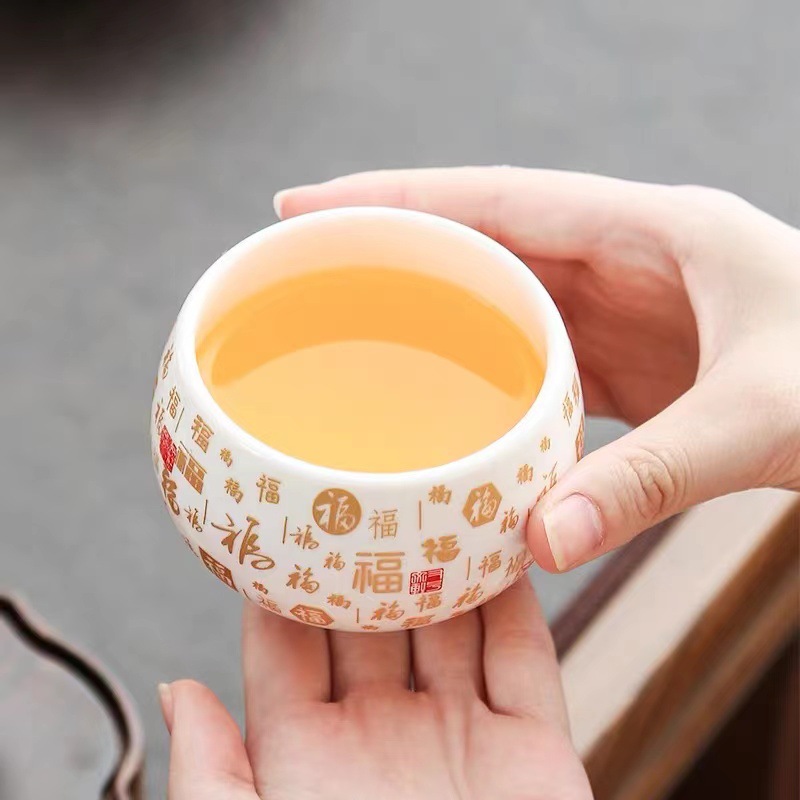 Cốc trà sứ trắng Dehua, cốc Baifu ngọc cừu, cốc đơn trà, quà tặng doanh nghiệp