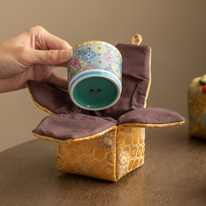 Túi đựng đồ bằng lụa dày, túi du lịch kiểu Trung Hoa, túi đựng tách trà, tách trà, bộ ấm trà, ấm trà, túi vải cỡ vừa, nhiều màu