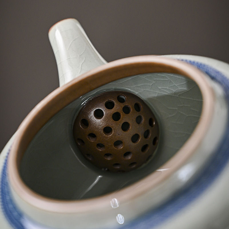 Ấm trà sứ trắng xanh Jingdezhen Qianli giang sơn bộ trà Kung Fu dụng cụ pha trà đơn gốm sứ gia dụng retro ấm đơn