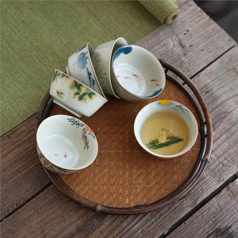 Cốc Pu'er vẽ tay, cốc chủ nhân, tách trà Kung Fu đơn, cốc trà gốm sứ, bát trà nữ, bán buôn chén trà lớn