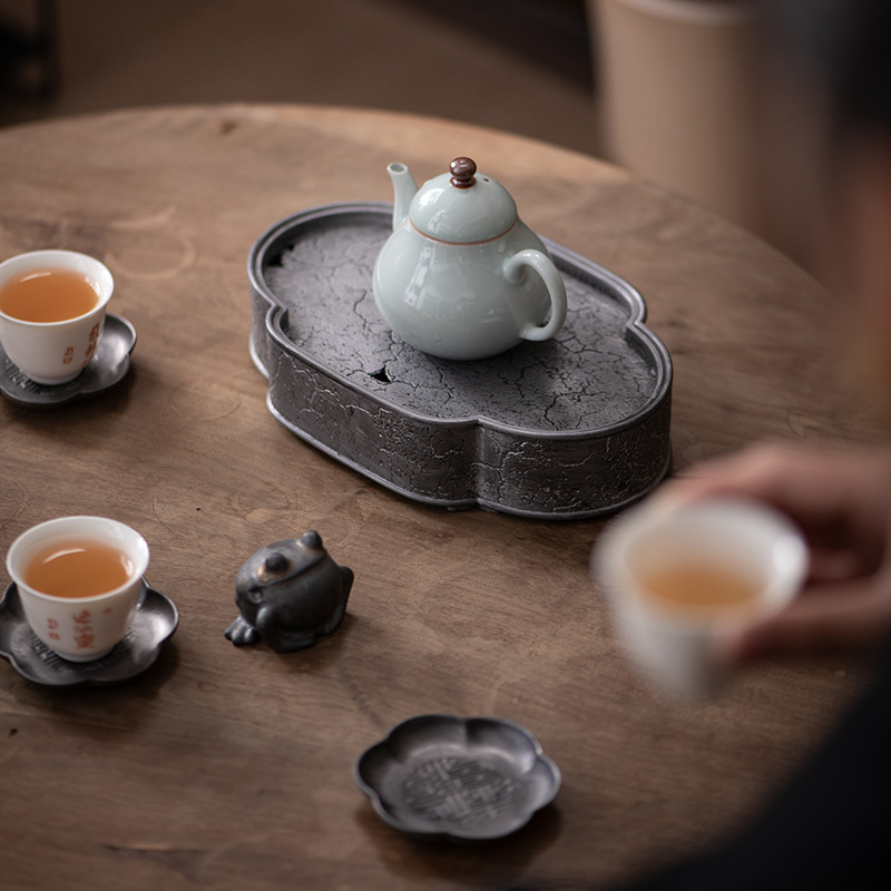 Ấm cổ kính, ấm cổ kính, bộ trà kung fu kiểu Nhật cổ điển, khay trà pha khô, khay đựng nước, khay đựng trà, khay đựng nước