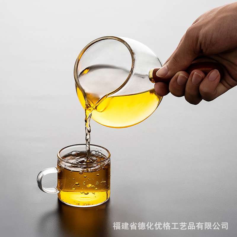 Cốc tay cầm bên, phụ kiện Bộ trà kiểu Nhật gia dụng, Cốc pha trà, cốc công cộng, cốc tách trà thủy tinh chịu nhiệt đơn