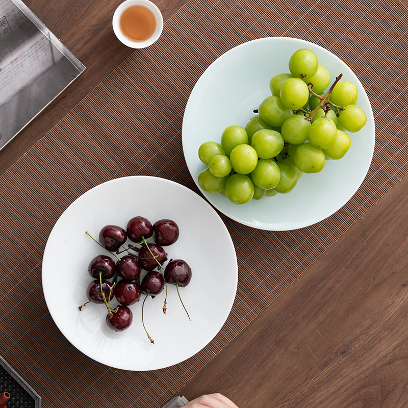 Khay đựng trái cây hai lớp thoát nước Xiangfu khay đựng trà gốm sứ cỡ lớn khay đựng trà phòng khách Khay đựng trái cây chân cao gia dụng