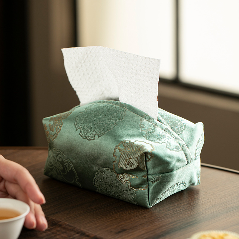 Bán buôn hộp lưu trữ khăn giấy thổ cẩm thủ công nghệ thuật vải hộp rút giấy sang trọng nhẹ để bàn kiểu Trung Quốc