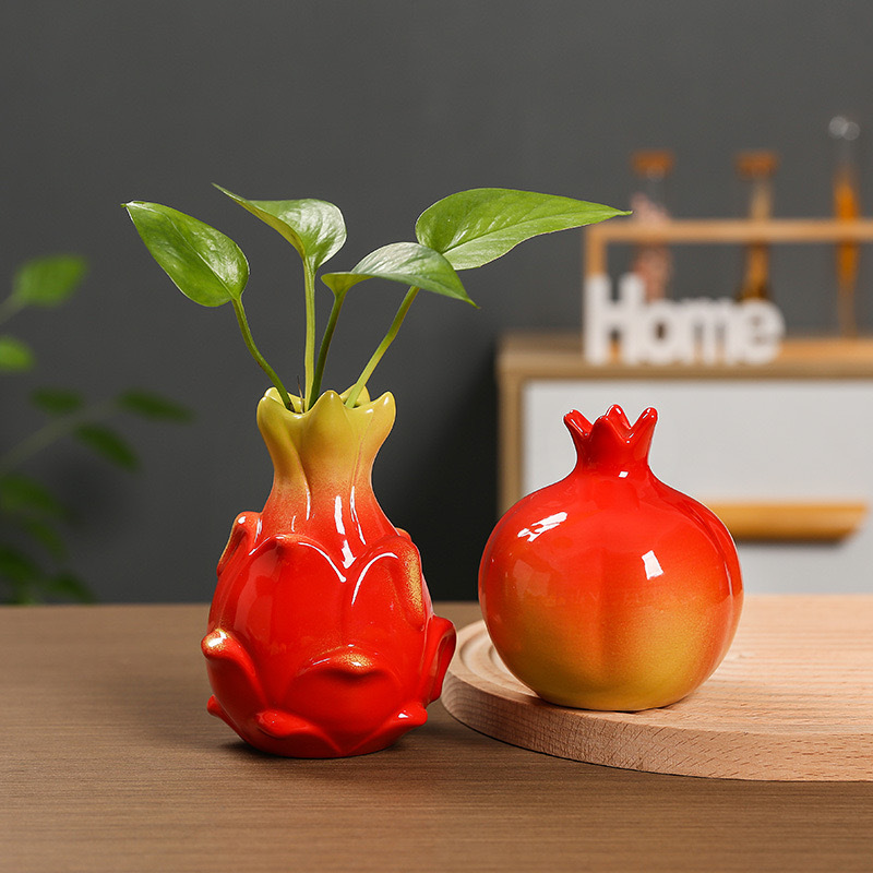 Trái cây mô phỏng gốm thủy canh cây xanh đồng tiền cỏ hoa nhỏ cắm bình hoa phòng khách văn phòng trong nhà bàn hoa nhỏ