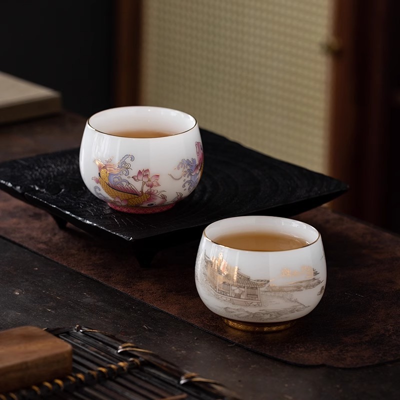 Cốc chủ nhân loại băng cao cấp, quà tặng gia dụng chuyên dụng cá nhân cỡ lớn, trà gốm sứ, mỡ cừu, cốc trà ngọc, hộp quà