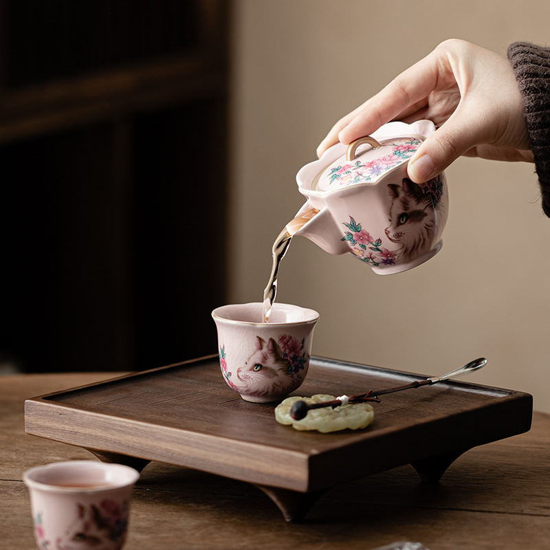 Ấm pha trà lọc gốm sứ có thể nuôi được, ấm hình cánh hoa, ấm Xixi, ấm cầm tay, ấm đơn, hộp quà