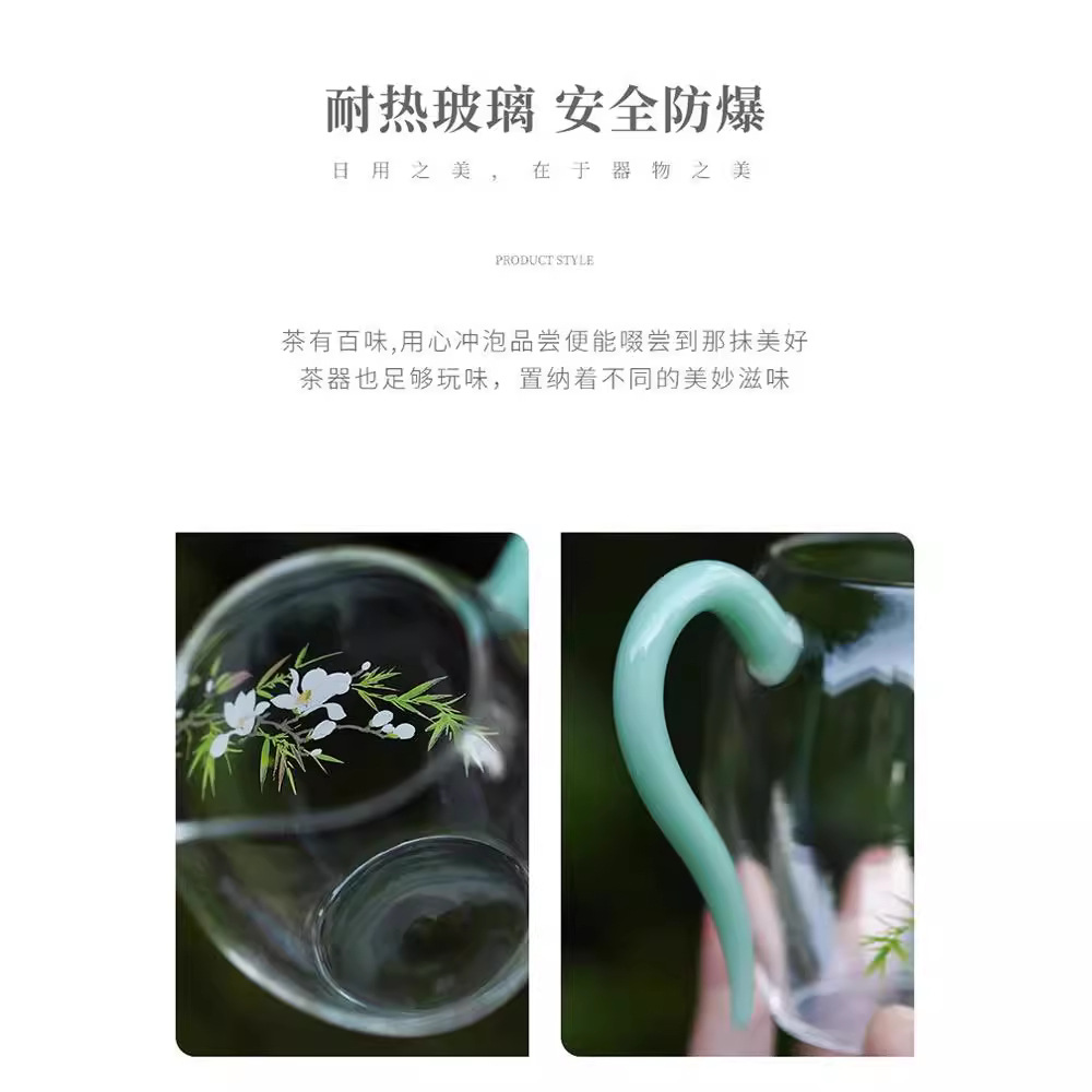 Cốc công tắc dày kiểu Trung Quốc cốc thủy tinh chịu nhiệt cốc công cộng gia dụng nhỏ tươi mát Bộ trà Kungfu Nhật Bản