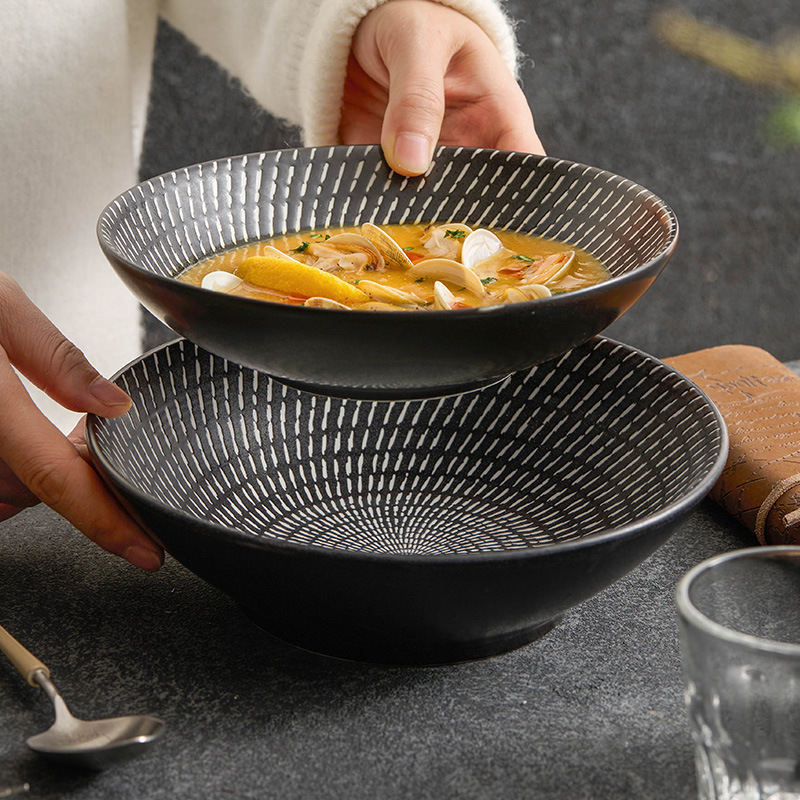 Tấm mưa sao băng hộ gia đình đĩa sâu đĩa retro đặc sản nhà hàng mì đĩa mì ống bát khách sạn bộ đồ ăn tròn đĩa súp