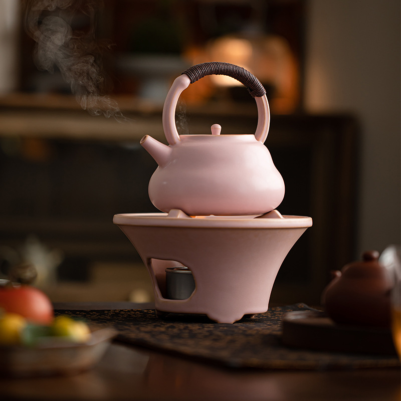 Bộ ấm trà pha trà bằng bột anh đào, bếp ấm trà pha trà kiểu Trung Quốc dùng trong gia đình ngoài trời, bếp nấu trà bằng gốm thô