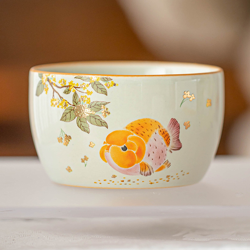 Cốc trà cá vàng osmanthus cốc chủ nhân gốm sứ gia dụng cốc chuyên dụng uống trà cỡ lớn bộ trà kungfu cốc trà đơn