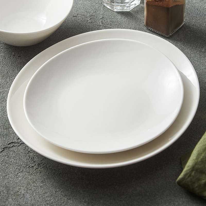 Đĩa gốm sứ Dehua đĩa gia dụng đĩa ăn uống cao cấp đĩa cá đĩa bày bàn bộ đồ ăn khách sạn đĩa đẹp thương mại