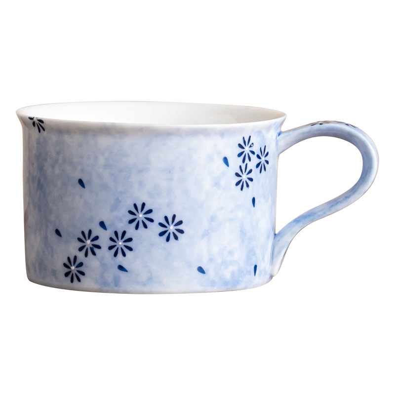 Cốc cà phê gốm hoa cúc xanh, cốc trộn tinh tế cao cấp, cốc có giá trị cao, cốc chuyên dụng cà phê, cốc trà