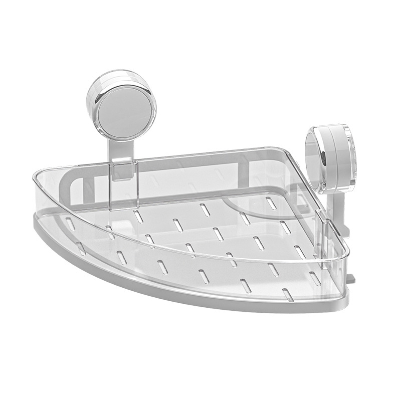Giá để đồ góc phòng tắm cốc hút treo tường giá ba chân nhà vệ sinh không đục lỗ gia dụng giá để đồ phòng tắm thoát nước