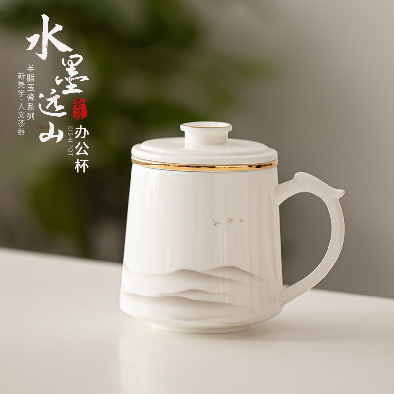 Cốc trà gốm sứ Ngọc Dương Đức Hoa cốc trà văn phòng gia dụng tách trà Cốc pha trà Cốc văn phòng Cốc uống nước