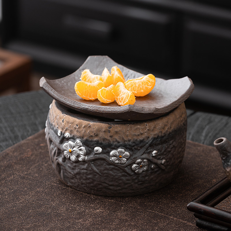 Bộ trà nướng bằng gốm thô Hanmei Bộ trà cổ điển nhỏ trong nhà và ngoài trời có thể đun nóng trên lửa
